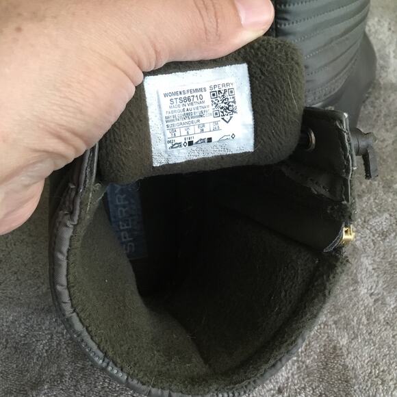 Sperry Womens Top Sider Saltwater Puff Nylon Duck Rain Boots Olive Green Sz 7.5 - Picture 5 of 6